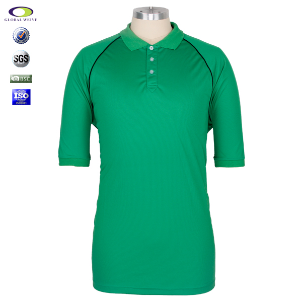 定制男士全涤绿色空白POLO衫翻领短袖T恤衫