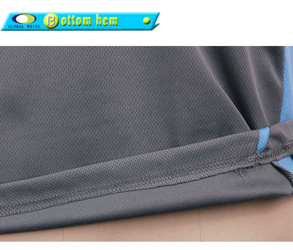 定做男士全涤刺绣网眼蓝灰拼接POLO衫翻领短袖T恤衫工作服