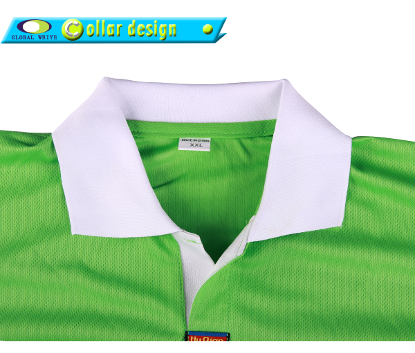 男士全涤网眼异色领POLO衫绿色翻领短袖T恤衫订制