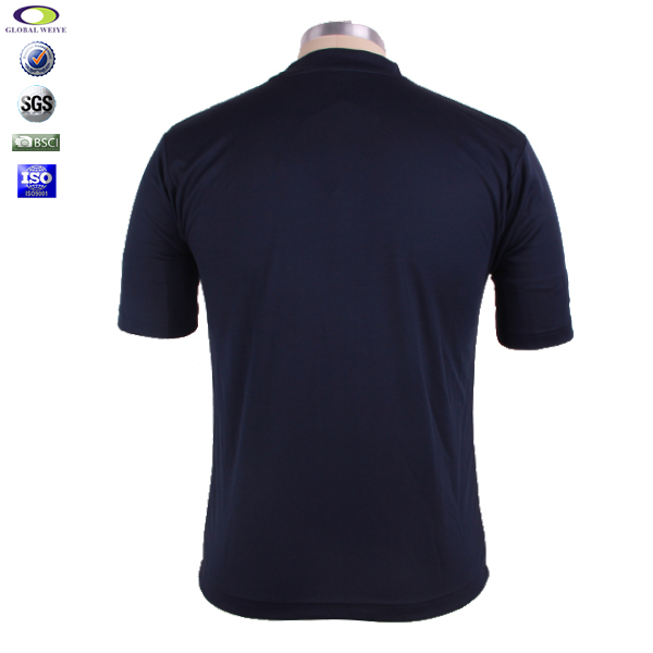 男士圆领黑色空白纯色涤纶网眼短袖T恤衫定制厂家