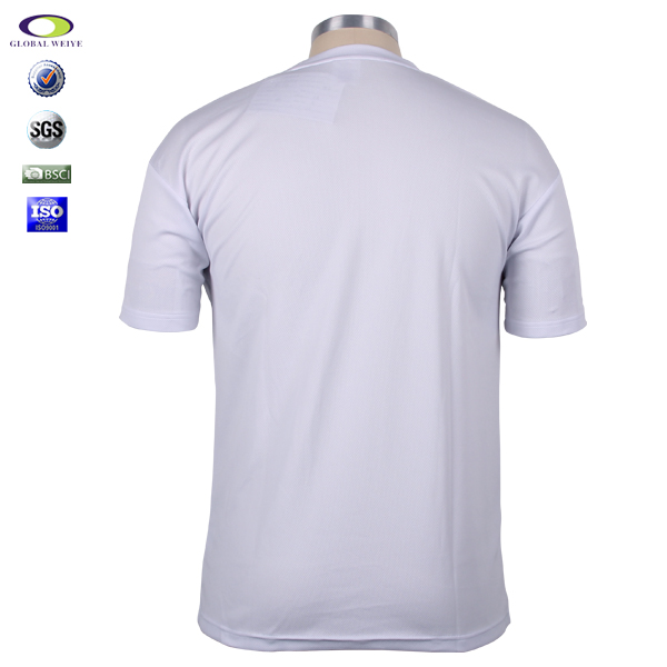 定制男士圆领白色空白网眼短袖T恤衫定制厂家