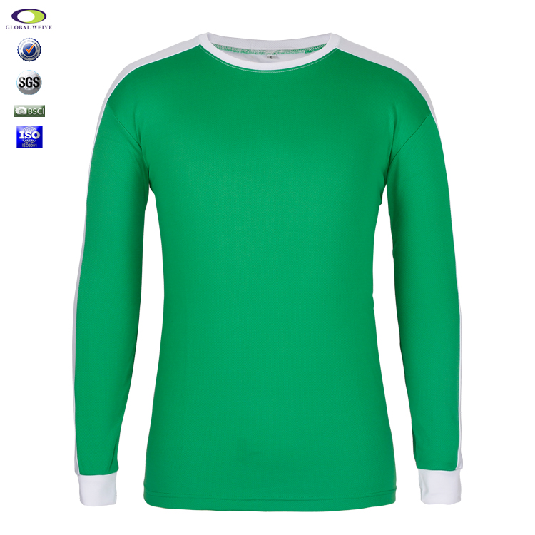 定制男士绿白拼接长袖运动服全涤网眼T恤衫定制工厂