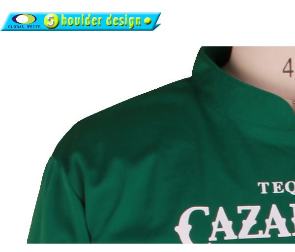 定制男士绿色全涤立领印花短袖T恤衫定制印logo