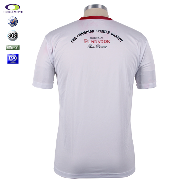 定制男士全涤V领白色印花宣传短袖T恤衫定制厂家