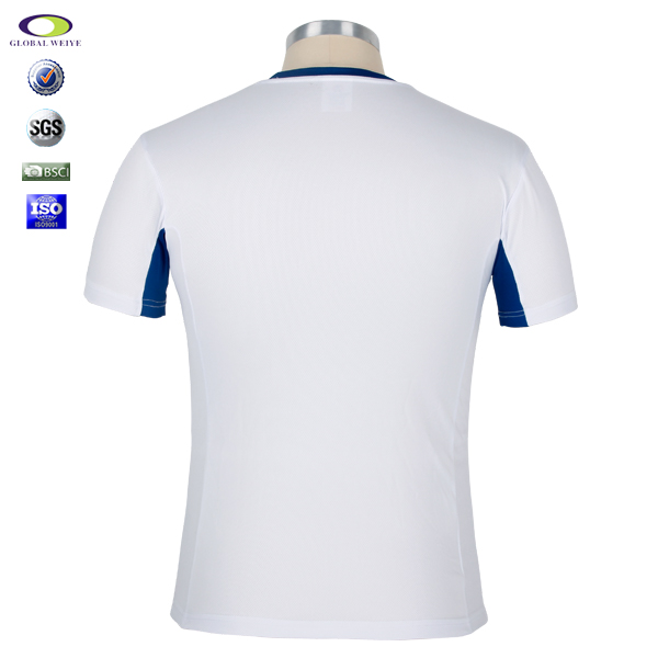 男士白色异色领全涤印花宣传主题短袖T恤衫订制工厂