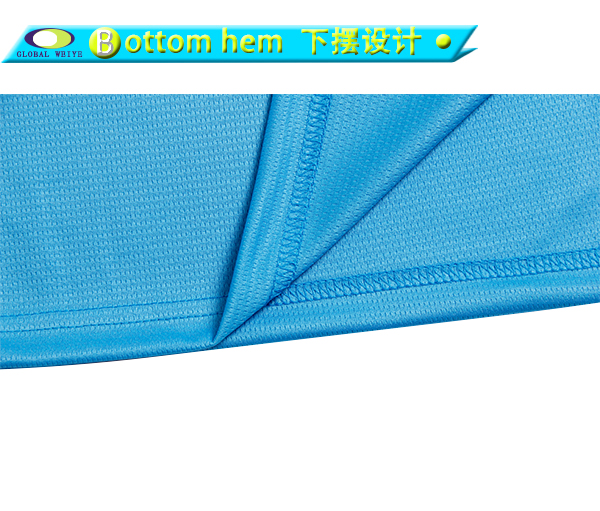 定制男士蓝色全涤字母印花插肩圆领短袖恤衫定制工厂