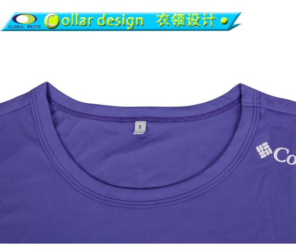 男士紫色全涤字母印花圆领短袖T恤衫定制厂家