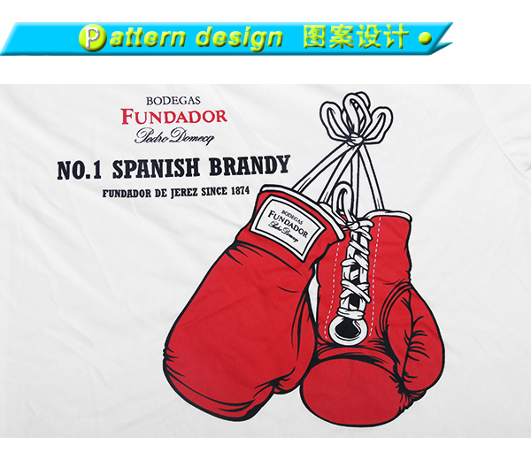 定制男士全涤白色拳头印花V领短袖T恤衫厂家订制