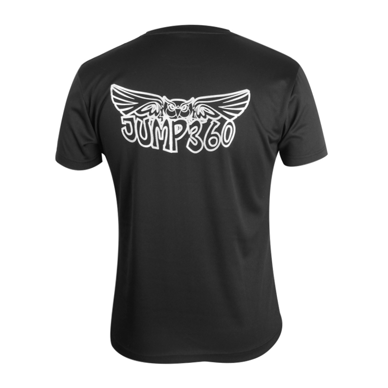 订制男士全涤黑色印花圆领插肩短袖运动服T恤衫