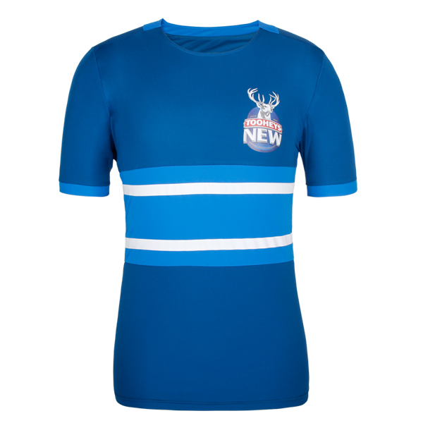 订制男士蓝色全涤圆领麋鹿印花短袖T恤衫广告衫定做