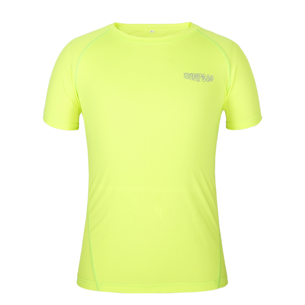 订制男士荧光绿色全涤圆领反光印花短袖T恤衫广告衫定做