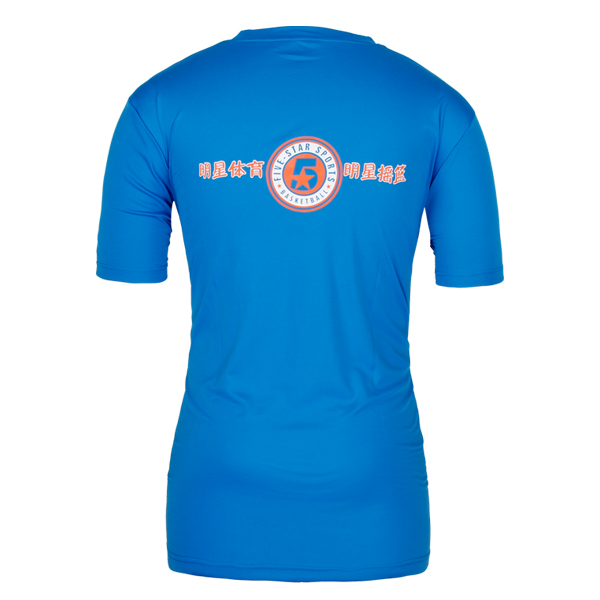 订制蓝色明星篮球印花T恤男短袖T恤衫工作服定做