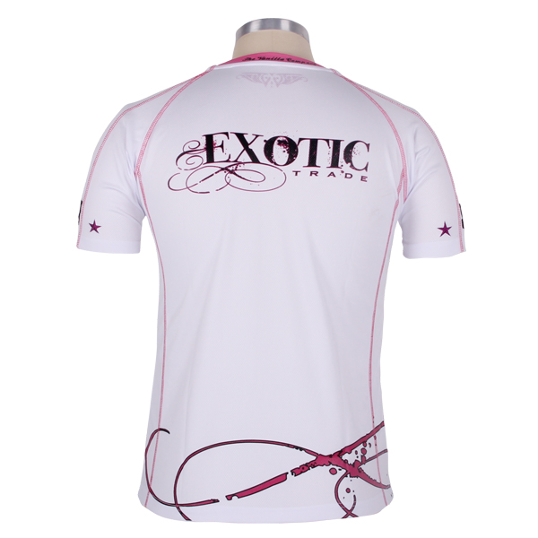 订制白色全涤网眼异色领印花圆领刺绣T恤男短袖定制