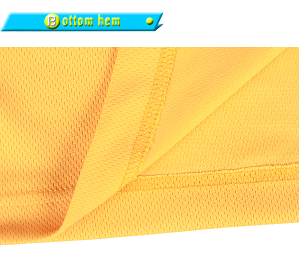 订制黄色全涤网眼异色领印花圆领刺绣T恤男短袖定制