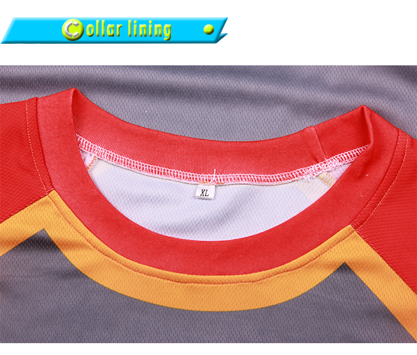 订制男士红灰拼接全涤插肩印花T恤圆领短袖团服定做